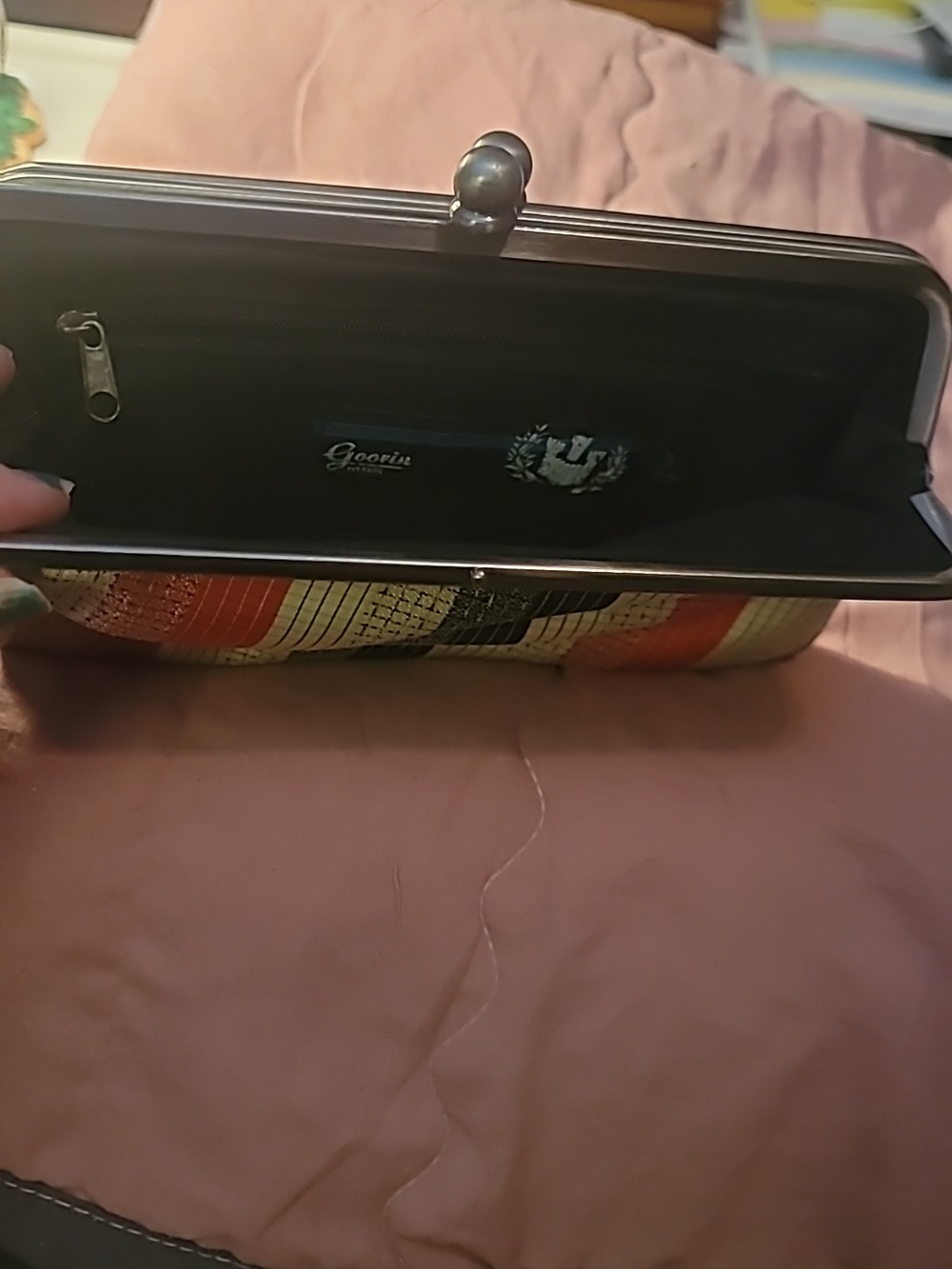 Striped Red, Black And Cream Frame Goorin Clutch